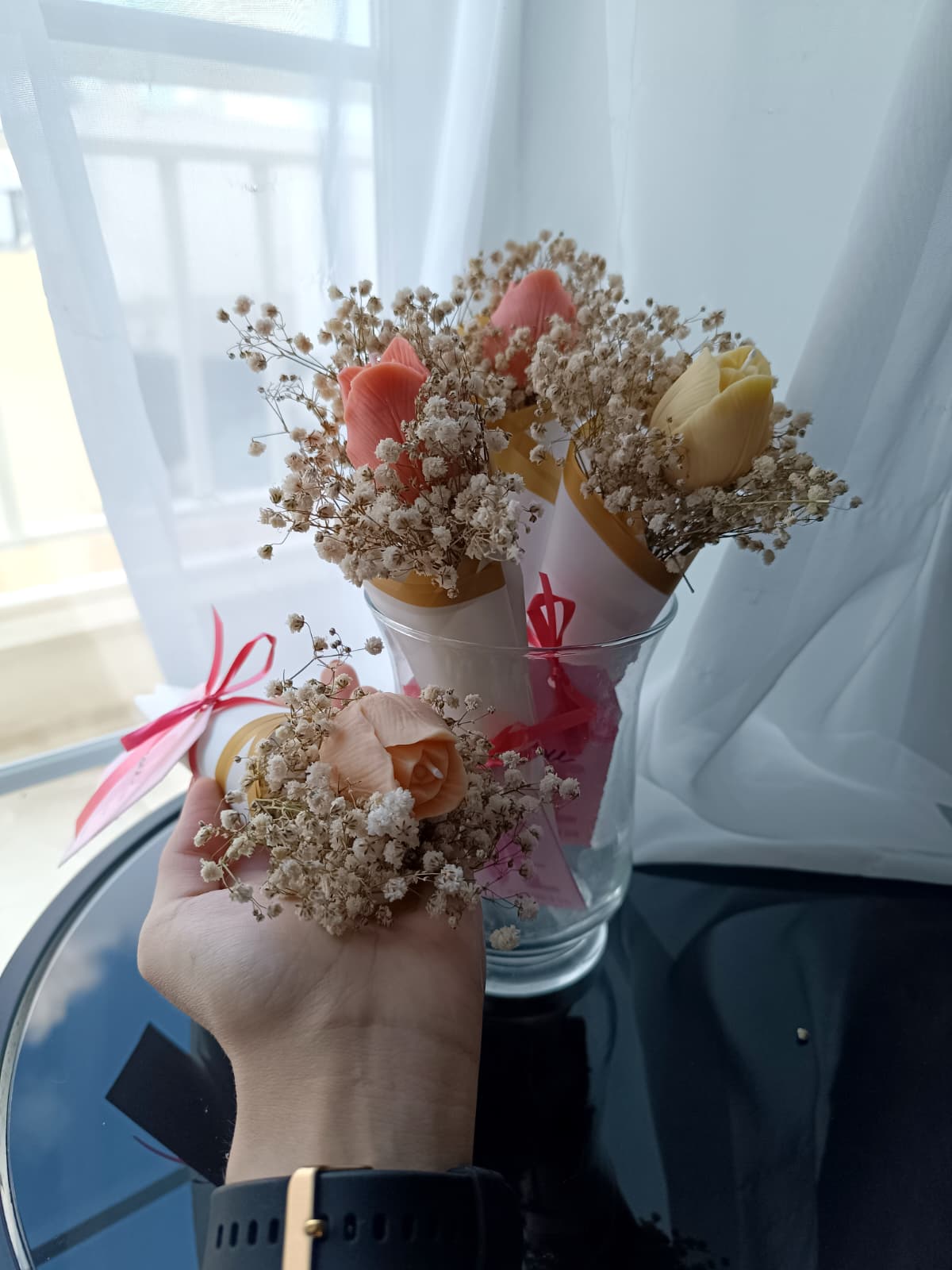 Single flower candle bouquets